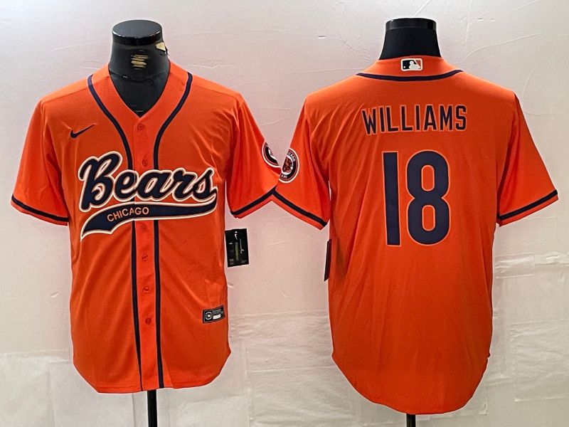 Men Chicago Bears 18 Williams Orange Joint Name 2024 Nike Limited NFL Jersey style 5